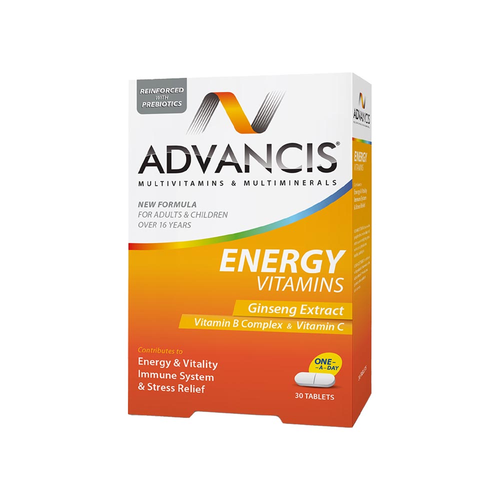 Advancis energy vitamins with ginseng exctract and vitamin B complex and vitamin C 30 tablets