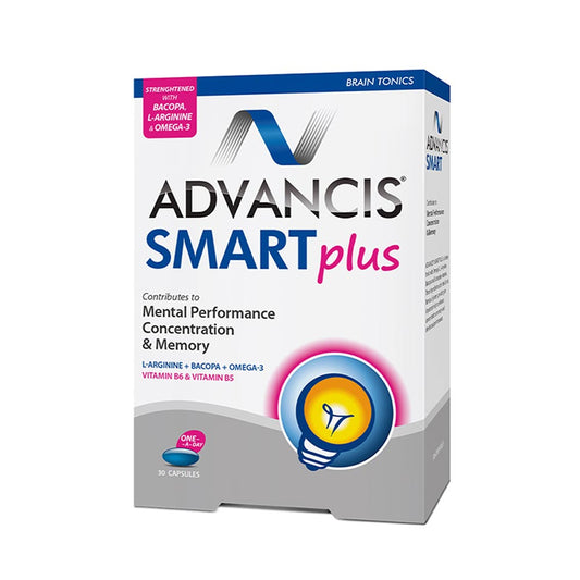 Advancis SMART Plus capsules for mental performance, concentration and memory.